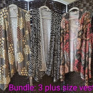 Patterned Women's Cardigan Vest Bundle Plus Size
